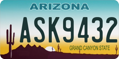 AZ license plate ASK9432