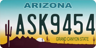 AZ license plate ASK9454