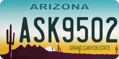 AZ license plate ASK9502