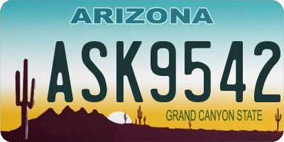 AZ license plate ASK9542
