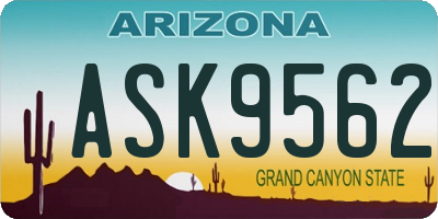 AZ license plate ASK9562