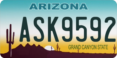 AZ license plate ASK9592