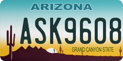 AZ license plate ASK9608