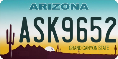AZ license plate ASK9652