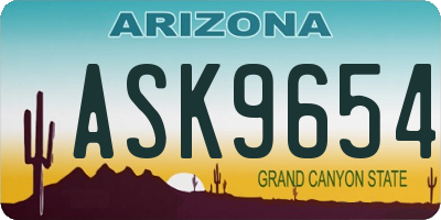 AZ license plate ASK9654