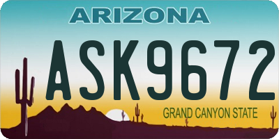 AZ license plate ASK9672