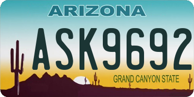 AZ license plate ASK9692
