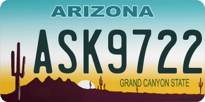 AZ license plate ASK9722
