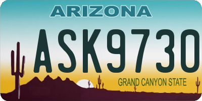 AZ license plate ASK9730