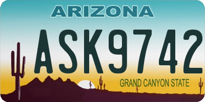 AZ license plate ASK9742