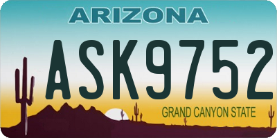 AZ license plate ASK9752