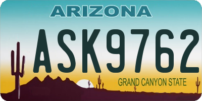 AZ license plate ASK9762
