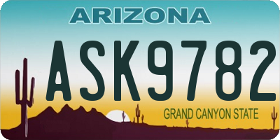 AZ license plate ASK9782