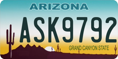AZ license plate ASK9792