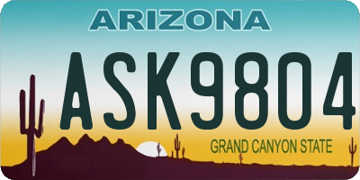 AZ license plate ASK9804