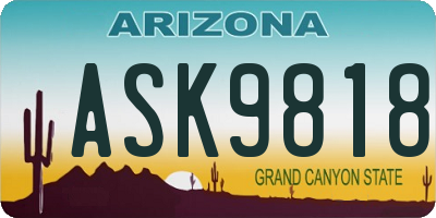 AZ license plate ASK9818