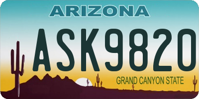 AZ license plate ASK9820