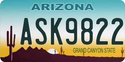 AZ license plate ASK9822