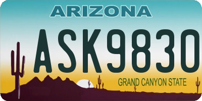 AZ license plate ASK9830