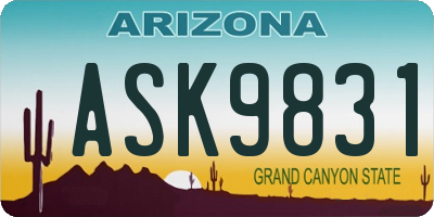AZ license plate ASK9831