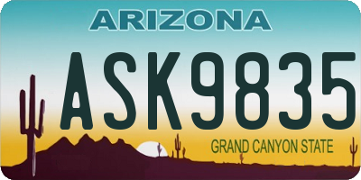 AZ license plate ASK9835
