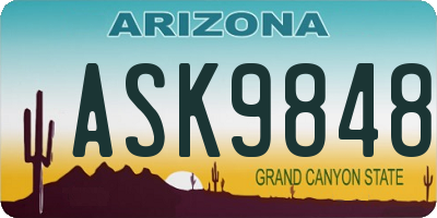 AZ license plate ASK9848
