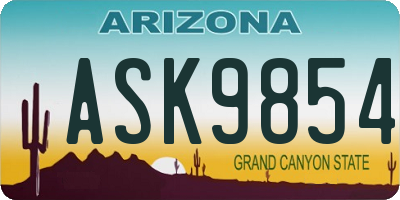 AZ license plate ASK9854