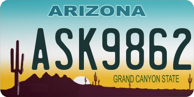 AZ license plate ASK9862