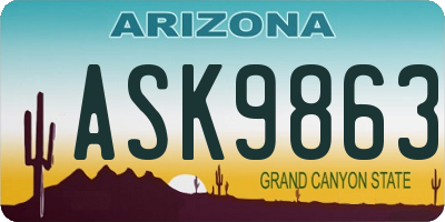 AZ license plate ASK9863