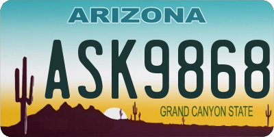 AZ license plate ASK9868