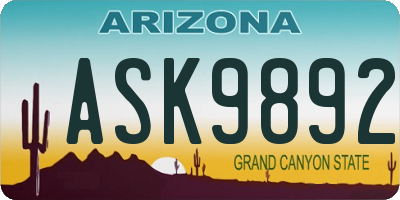 AZ license plate ASK9892