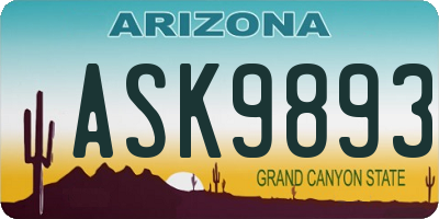 AZ license plate ASK9893