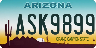 AZ license plate ASK9899