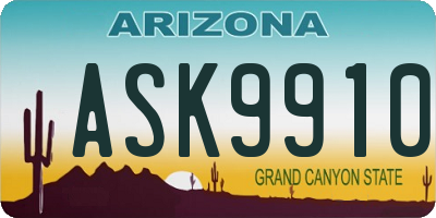AZ license plate ASK9910