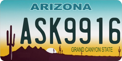 AZ license plate ASK9916