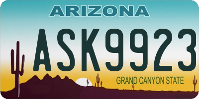 AZ license plate ASK9923