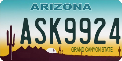 AZ license plate ASK9924