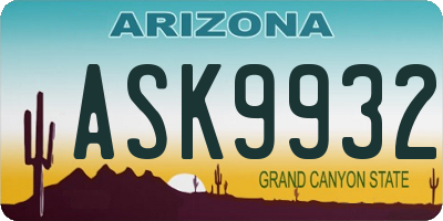 AZ license plate ASK9932