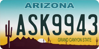 AZ license plate ASK9943