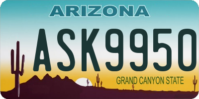 AZ license plate ASK9950