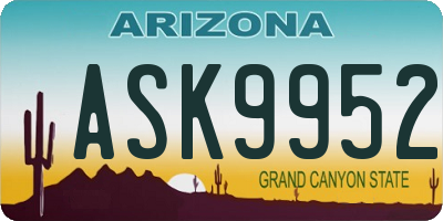 AZ license plate ASK9952