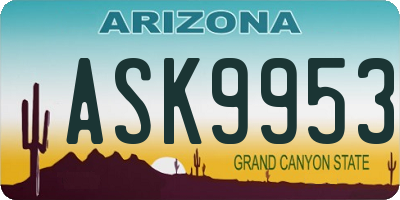 AZ license plate ASK9953