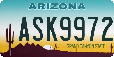 AZ license plate ASK9972