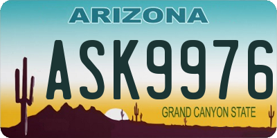 AZ license plate ASK9976