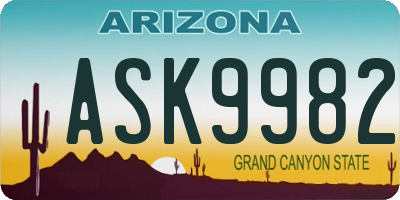 AZ license plate ASK9982