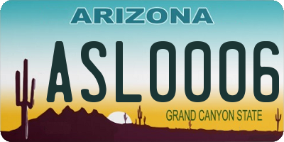 AZ license plate ASL0006