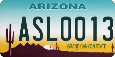 AZ license plate ASL0013