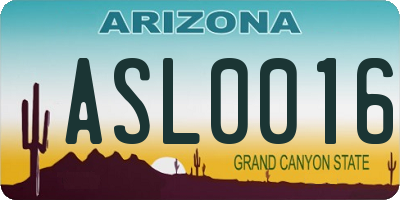 AZ license plate ASL0016