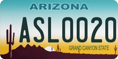 AZ license plate ASL0020