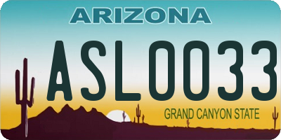 AZ license plate ASL0033